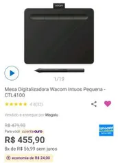 Mesa Digitalizadora Wacom Intuos Pequena - CTL4100 R$414