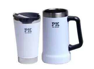 Kit 1 Copo 473ml + 1 Caneca 709ml Térmica Cerveja Gelada PK For Drink Branca