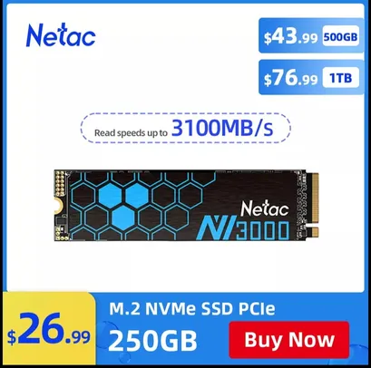 Netac M2 Ssd Nvme 250gb 500gb 1tb Ssd M.2 2280 Pcie Ssd Internal Solid State Drive