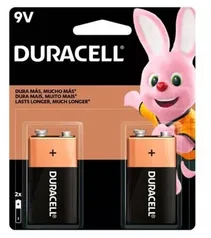 Bateria 9V DURACELL Alcalina - 2 unidades