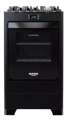 Saindo por R$ 1099: Fogão 4 Bocas Preto com Mesa de Vidro e Timer Digital Dako Supreme Black Glass 127V/220V 60 Litros | Pelando