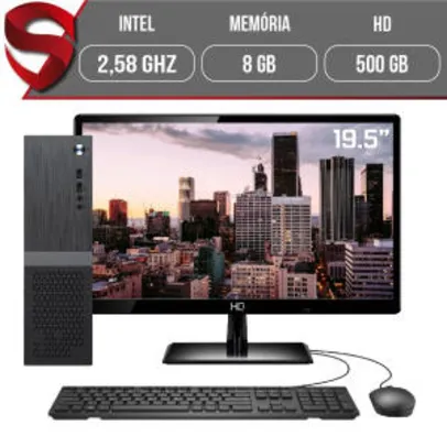 Computador Completo Intel 2,58Ghz 8GB HD 500GB Monitor 19.5" HDMI LED Áudio 5.1 canais Slim Skill | R$ 1.468