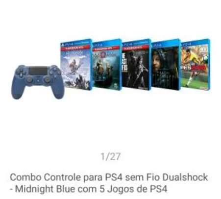 Controle PS4 + 5 jogos