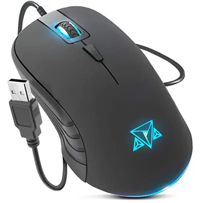 Mouse Gamer PC Adamantiun Katana AD-100 Usb 6000dpi Sensor Óptico Pixart Ambidestro Preto Fosco | R$60