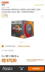 (Oferta do dia) Processador AMD Ryzen 5 3400G, Cache 6MB, 3.7GHz (4.2GHz Max Turbo), AM4 | R$976