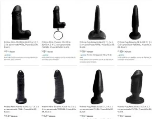 [PRIME] Próteses e plugs de R$1,92 a R$96 - Sex Shop