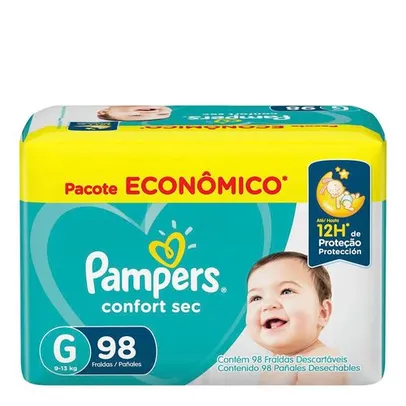 Fralda Pampers Confort Sec Tamanho G 98 Unidades LEVE 3 POR R$ 88,66 CADA