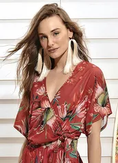 Colcci - Blusa Transpassada Floral Vermelha R$109