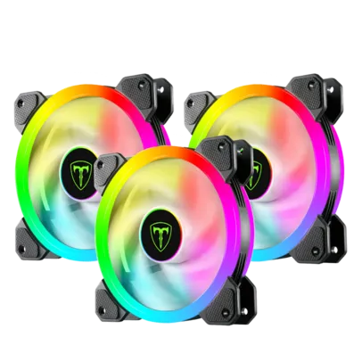 Kit Fan com 3 unidade T-Dagger 120mm, Rainbow, Black,T-TGF513