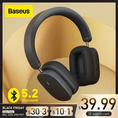 Headphone Baseus H1, 5.2 Wireless com cancelamento de ruido ativo.