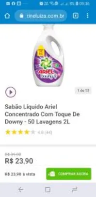 Sabão Líquido Ariel Concentrado Com Toque De Downy - 2L R$24