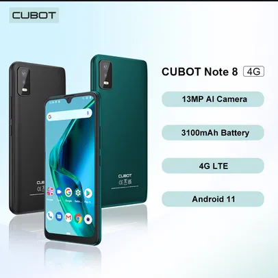 Cubot Note 8, 2022 novo smartphone android 11, tela de 5.5 polegadas