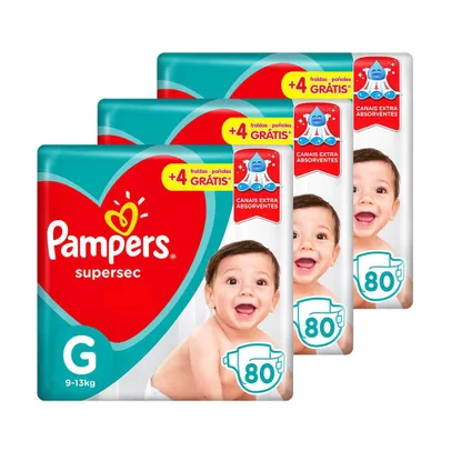 [APP] Kit de Fraldas Pampers G Supersec Jumbo 240 Unidades