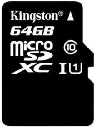 Cartão de memória - microSDHC - 64GB - Kingston - Classe 10 - SDC10G2/64GB