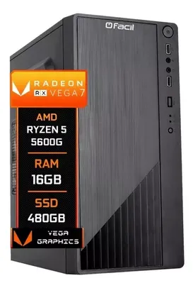 (CC SANTANDER) Computador Fácil Amd Ryzen 5 5600g Vega 7 16gb Ssd 480gb