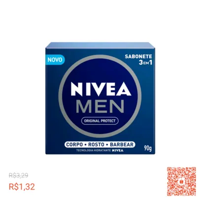 Sabonete em Barra Nivea Men Original Protect 3 em 1 90g