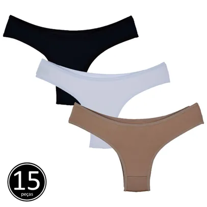 Kit 15 Calcinhas Microfibra Tanga Lingerie Feminina Atacado