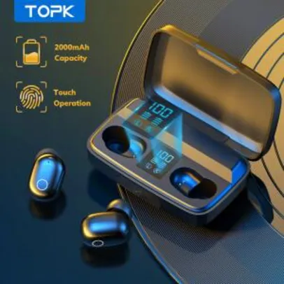[APP - 18 HRS] Topk tws v5.0 Fone de Ouvido Bluetooth" | R$97