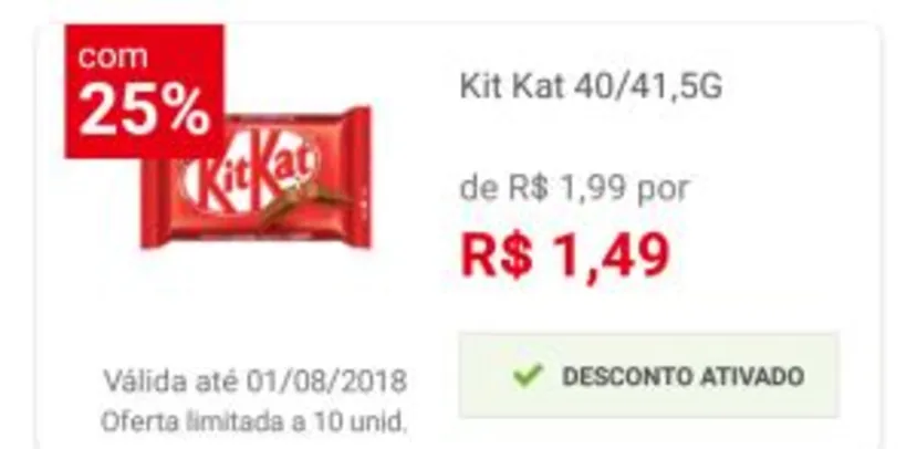 [Americanas - Loja Física] Kit Kat - R$1,49