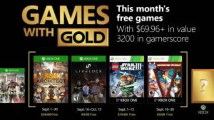 Xbox live gold Setembro 2018