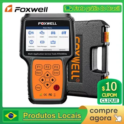 (Tava inclusa) FOXWELL NT650 Elite OBD2 Scanner Automotivo SAS A/F OIL EPB BRT DPF 26