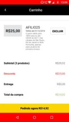 Código R$25,00 na primeira compra Zé delivery