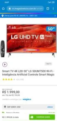 Smart TV 4K LED 50" LG 50UM7500 + Controle Smart Magic