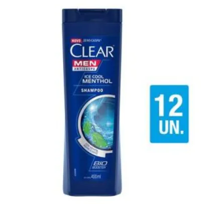Kit Shampoo Anticaspa Clear Men Ice Cool Mentol 400ml - 12 uni R$157