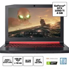 Notebook Acer Aspire Nitro 5 AN515-51-70J1 Intel® Core™ i7-7700HQ+ GTX 1050+ Mochila executiva - R$3748