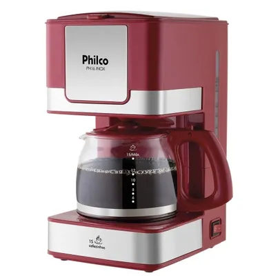 Cafeteira Elétrica Inox Vermelho Philco 220V PH16