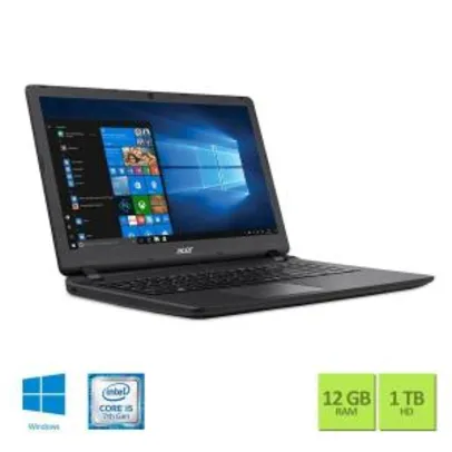 Notebook Acer ES1-572-5959 Intel Core i5 12GB RAM 1TB HD 15.6 Windows10 por R$ 2199