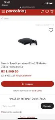 Playstation 4 Slim 1TB - R$1.600