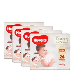 [5 kits - R$76,86 cada] Kit Fralda Huggies Natural Care XXG 24 Unidades 4 Pacotes | R$384