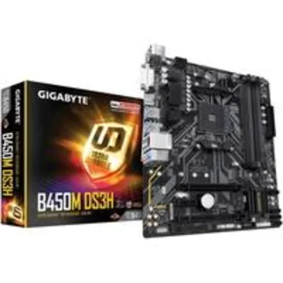Placa-Mãe Gigabyte B450M DS3H, AMD, mATX, 4 SLOTS DE MEMÓRIA RAM | R$629