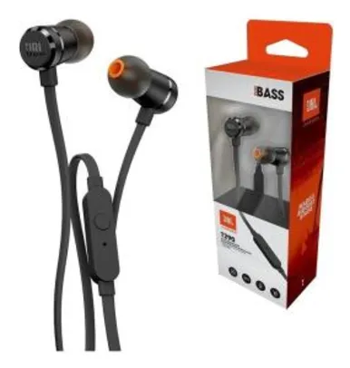 Fone de Ouvido Intra Auricular JBL com Microfone e Kit Comunicação T290 - Preto | R$ 80