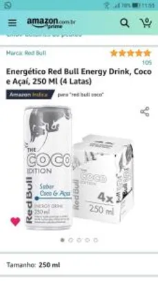 Energético Red Bull Energy Drink, Coco e Açaí, 250 Ml (4 Latas) | R$ 23,77