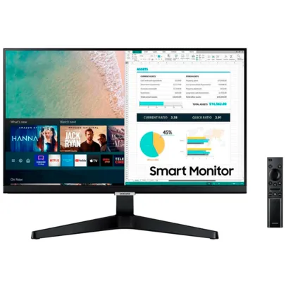 Reembalado Monitor Smart Samsung Full HD 24 Polegadas S24AM506NL Preto Bivolt