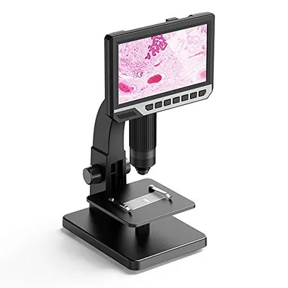 Microscópio digital LCD de 7 polegadas com lente dupla, zoom 2000x