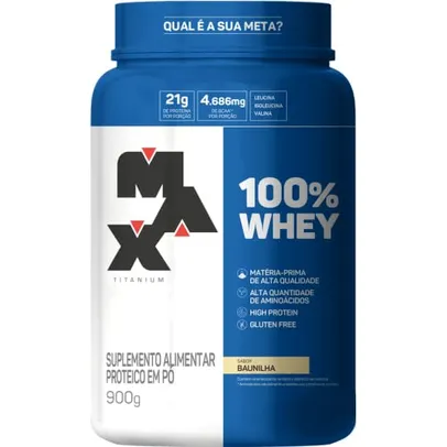 100% Whey Protein Max Titanium | High Protein | Auxilio na Formação de Músculos | Alta Quantidade de Aminoácidos (Baunilha, 900g)