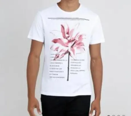 (APP) camiseta masculina floral manga curta gola careca