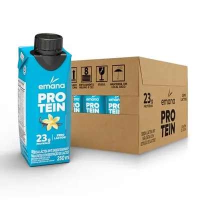 [Prime+REC] - Emana Protein Bebida Proteica Sabor Baunilha Sem açúcar - 12 Unidades de 250ml