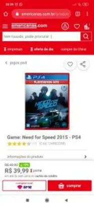 Game: Need for Speed 2015 - PS4 R$ 40