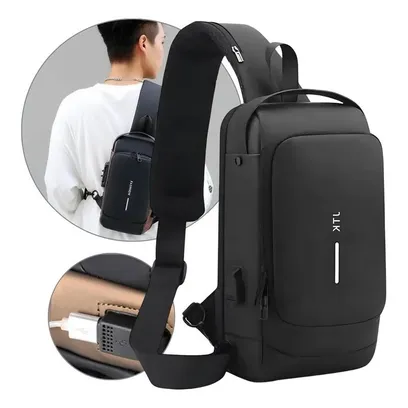 Foto do produto Mochila Tiracolo Masculina De Ombro Antifurto Com Porta Usb Estliny Sport