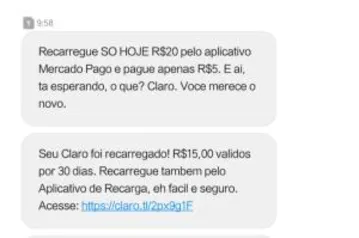 [Usuários Selecionados] 75% OFF em Recargas Claro, R$10 OFF TIM, Oi, no Mercado Pago