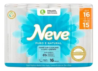 Papel Higiênico Neve Puro E Natural - 16 Rolos