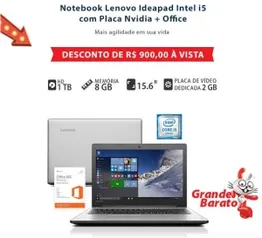 Notebook Lenovo, Intel Core i5, 8GB, 1TB, 15,6", Ideapad 310 com Placa de Vídeo da NVidia