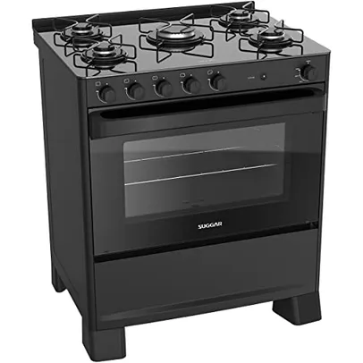 Fogão Cook Mesa de Vidro 5 Bocas Preto - SUGGAR - FGV508PT