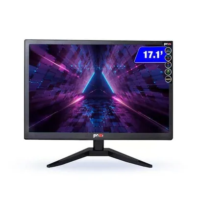 Monitor Led 17.1" Prizi Slim Widescreen 16:9, 5Ms. 60Hz Preto - PZ0017MHDMI