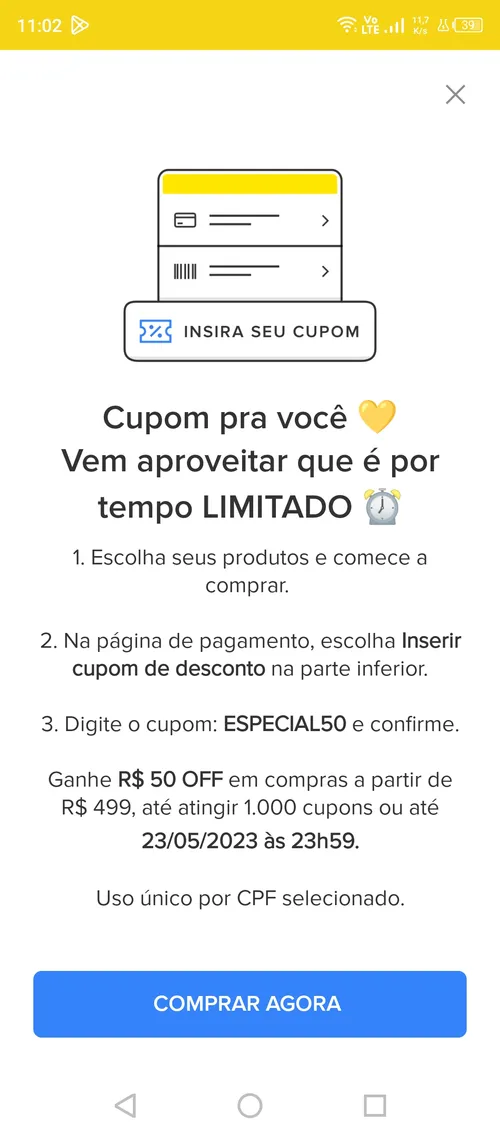 Imagem na descrição da promoção