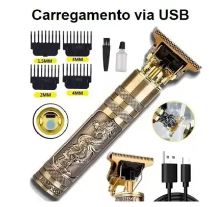 Máquina De Cortar Cabelo Barba Dragão Buda Profissional Aparador